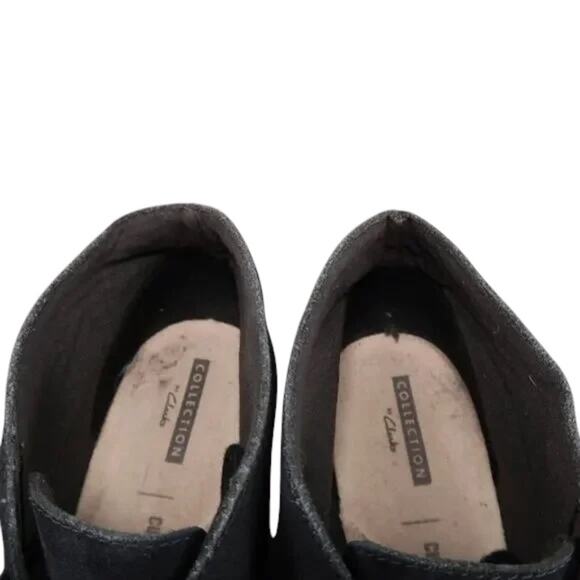 Clarks Shoes Women 7.5 Bootie Wedge Fashion Comfort Leather Classic Chukka Black - Picture 10 of 12